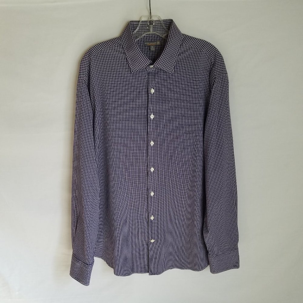 Peter Millar Summer Comfort Plaid Button Front Long Sleeve Shirt Men's Size XL